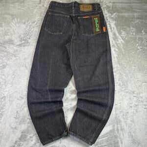 VTG Y2K International Blue Collection Dark Wash Black Denim Jeans Sz 34